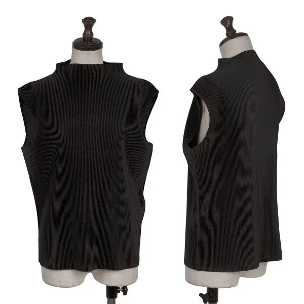 ISSEY MIYAKE Pleats Mock Neck Sleeveless Top Black 2 K-170399_001