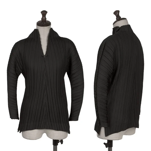 ISSEY MIYAKE FETE A-POC Dot Jacquard Pleats Skipper Top Black 2 K-170401_001