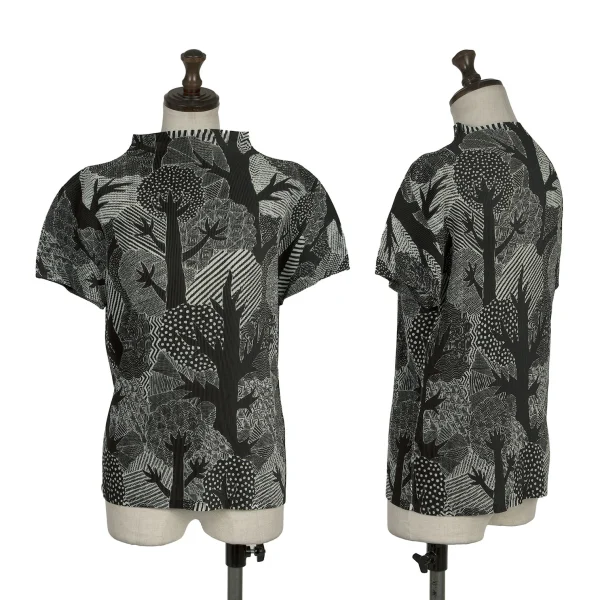 PLEATS PLEASE Mist Pleats Tree Printed T Shirt Black 3 K-170402_001