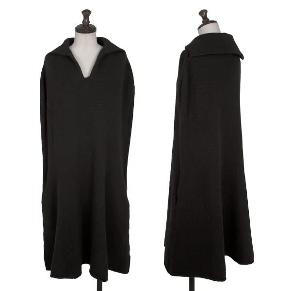 Yohji Yamamoto FEMME Wool Sailor Collar Sleeveless Knit Dress Black 2 K-170409_001