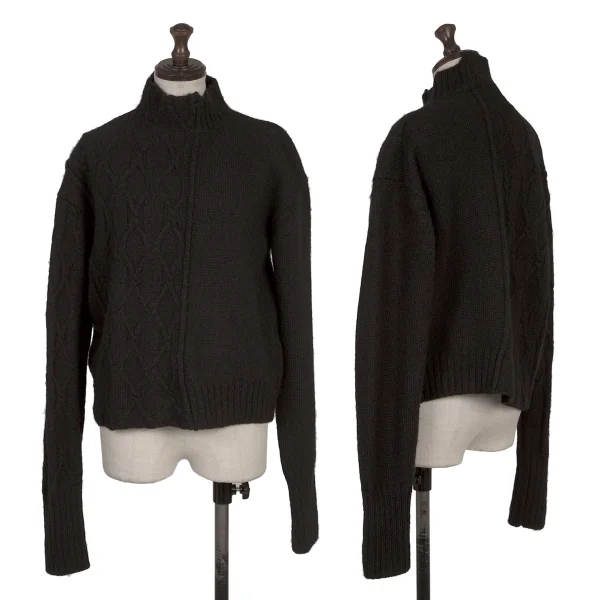 Yohji Yamamoto FEMME Cable Knit High-neck Sweater Black 2 K-170410_001