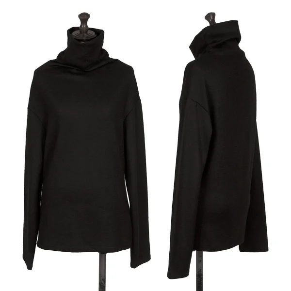 Yohji Yamamoto FEMME Wool High-neck Off-Shoulder knit Top Black 2 K-170411_001