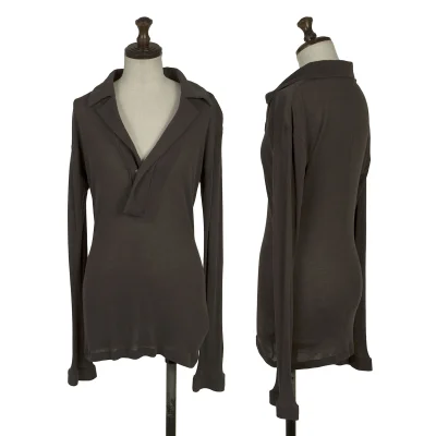 Yohji Yamamoto FEMME Cotton Skipper Long-sleeve Polo Shirt