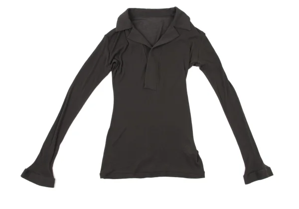 Yohji Yamamoto FEMME Cotton Skipper Long-sleeve Polo Shirt K-170412_002