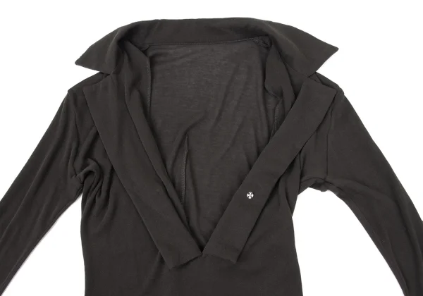 Yohji Yamamoto FEMME Cotton Skipper Long-sleeve Polo Shirt K-170412_005
