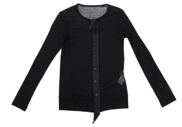 Yohji Yamamoto FEMME Frilled Front Switching Mesh Cardigan K-170413_002