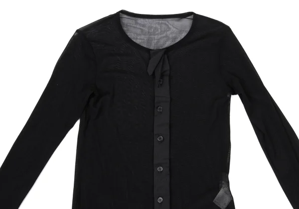 Yohji Yamamoto FEMME Frilled Front Switching Mesh Cardigan K-170413_003