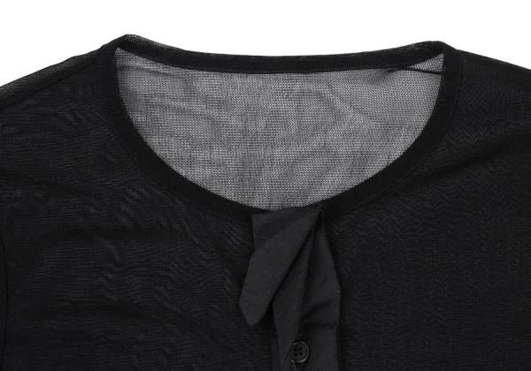 Yohji Yamamoto FEMME Frilled Front Switching Mesh Cardigan K-170413_004
