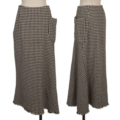Yohji Yamamoto FEMME Houndstooth Hem Fringe Long Skirt