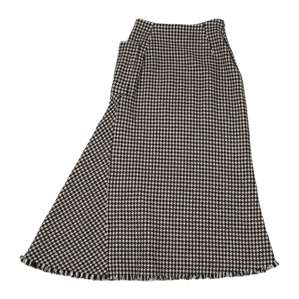 Yohji Yamamoto FEMME Houndstooth Hem Fringe Long Skirt K-170419_010