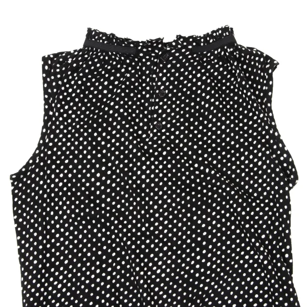 Yohji Yamamoto NOIR Gather Tape Embellished Dot Henley Neck Sleeveless Blouse K-170421_003