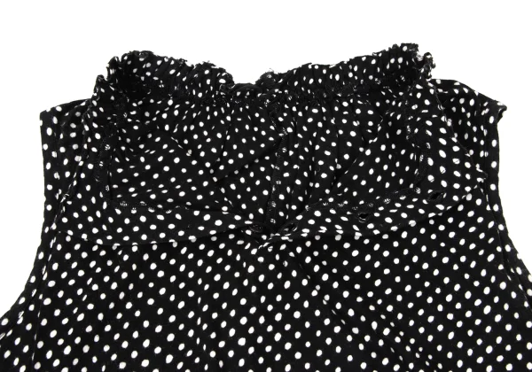 Yohji Yamamoto NOIR Gather Tape Embellished Dot Henley Neck Sleeveless Blouse K-170421_006