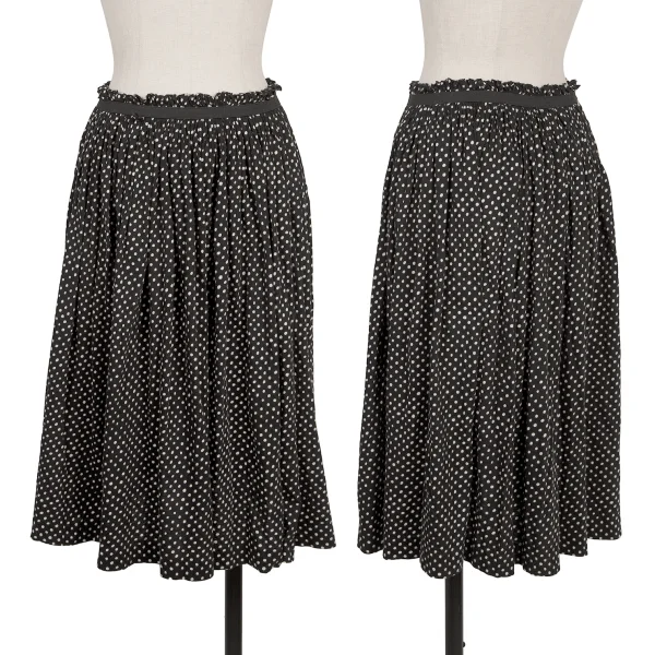 Yohji Yamamoto NOIR Gather Tape Embellished Dot Skirt Black,White 2 K-170422_001