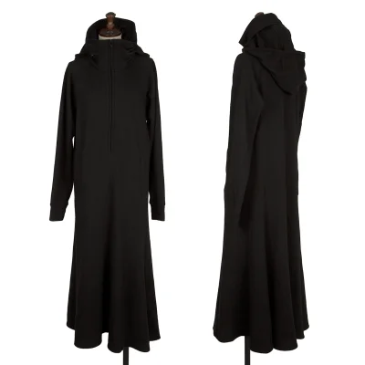 Yohji Yamamoto NOIR Wool Blend Hooded Half-Zip Knit Dress