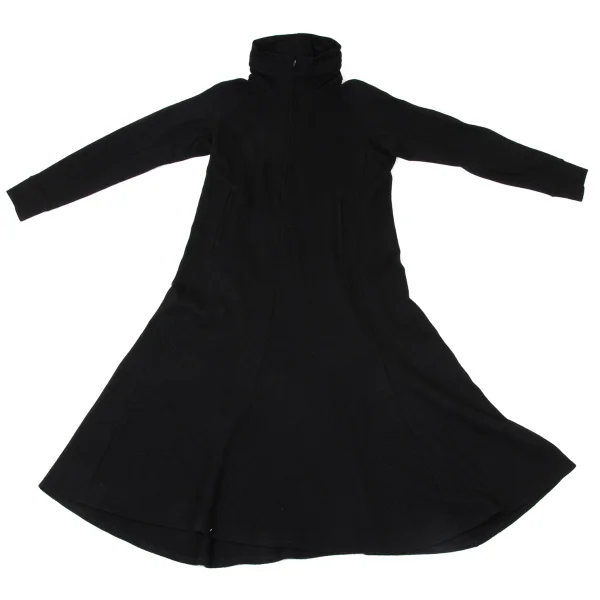 Yohji Yamamoto NOIR Wool Blend Hooded Half-Zip Knit Dress K-170424_002