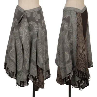 Yohji Yamamoto NOIR Paisley Jacquard Switching Flared Skirt