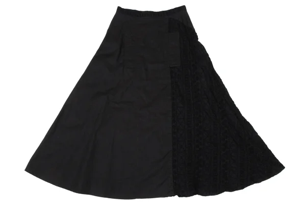REGULATION yohji yamamoto Embroidery Mixed-material Skirt K-170430_002