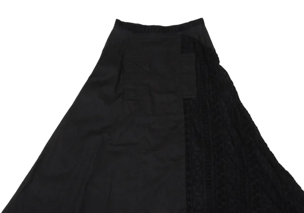 REGULATION yohji yamamoto Embroidery Mixed-material Skirt K-170430_003