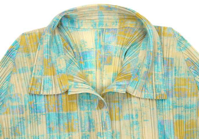 プリーツプリーズPLEATS PLEASE ぼかしチェック柄長袖シャツ