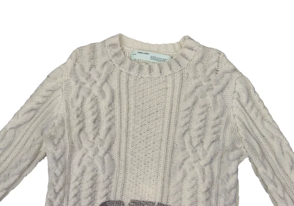 Off-White Logo Printed Cable Knit Sweater K-170447_002