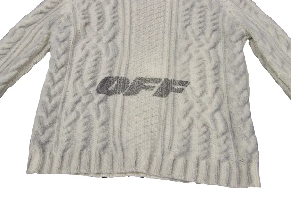 Off-White Logo Printed Cable Knit Sweater K-170447_007