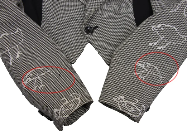 COMME des GARCONS Wool Bird Embroidery Patchwork Houndstooth Jacket K-170454_007
