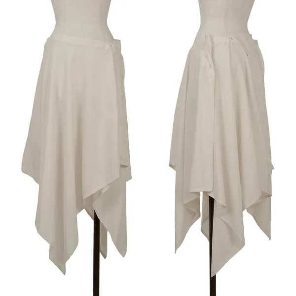 Yohji Yamamoto FEMME Rayon Asymmetrical Drape Skirt Ivory 1 K-170462_001