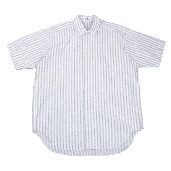 ISSEY MIYAKE im Faded Stripe Concealed Placket Short-sleeved Shirt White,Grey M K-170463_001