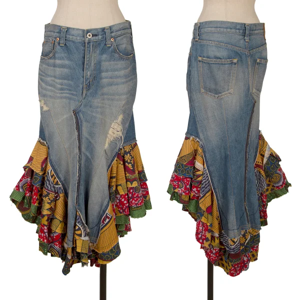 JUNYA WATANABE COMME des GARCONS Ruffle Switching Denim Skirt  Indigo S K-170465_001