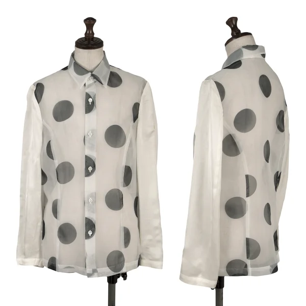 COMME des GARCONS Dot Printed Sheer Long Sleeve Shirt White S-M K-170468_001