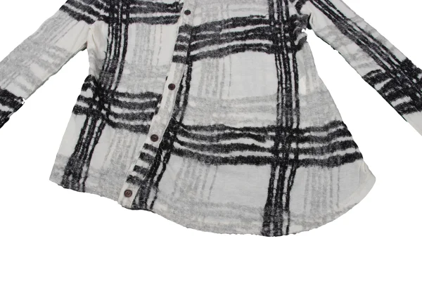Y's Wool Blended Checker Woven Cardigan K-170475_011
