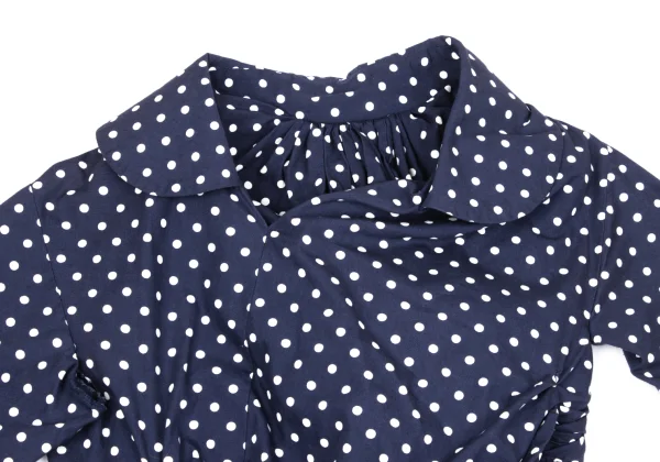 Unbranded Dot Print Gather Design Round Collar Blouse K-170480_003