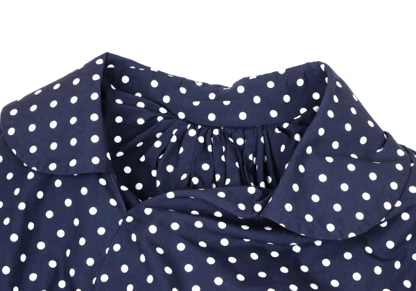 Unbranded Dot Print Gather Design Round Collar Blouse K-170480_004