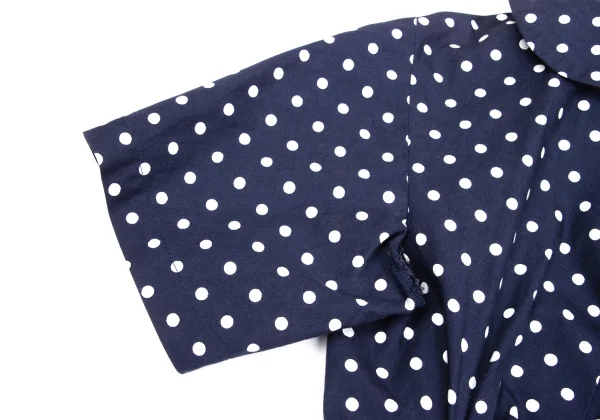 Unbranded Dot Print Gather Design Round Collar Blouse K-170480_005