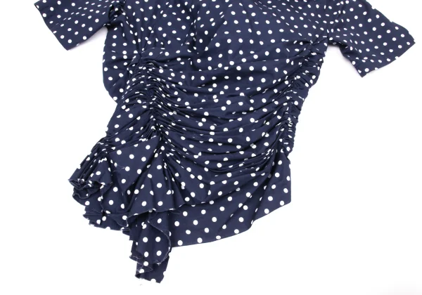 Unbranded Dot Print Gather Design Round Collar Blouse K-170480_007