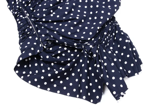 Unbranded Dot Print Gather Design Round Collar Blouse K-170480_010