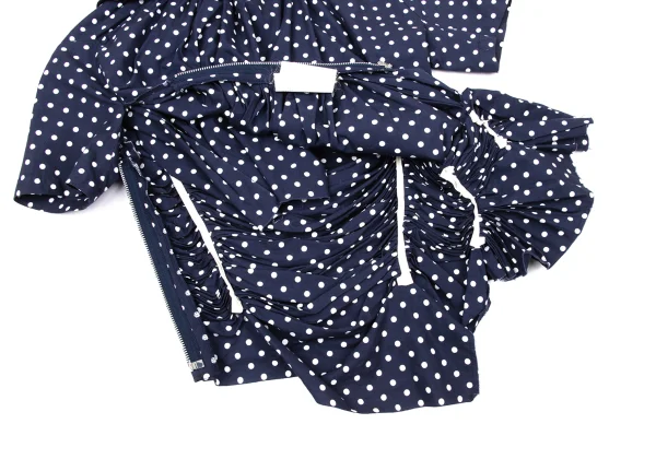Unbranded Dot Print Gather Design Round Collar Blouse K-170480_012