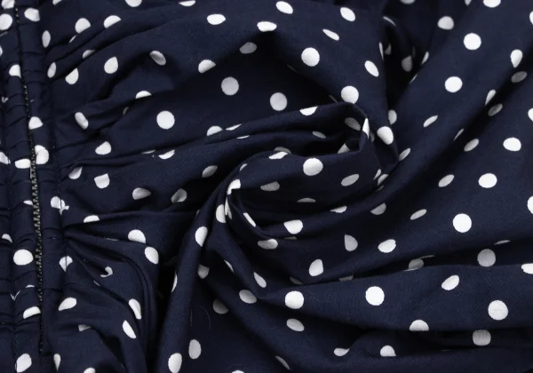 Unbranded Dot Print Gather Design Round Collar Blouse K-170480_013