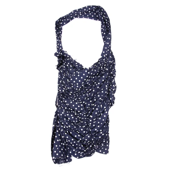 COMME des GARCONS Dot Print Gather Design Halter Neck Blouse K-170481_008