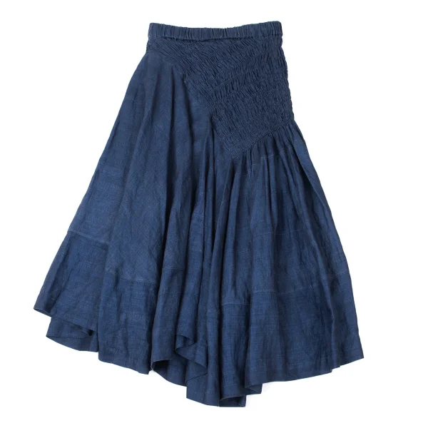 COMME des GARCONS Linen Shirred Panel Switching Flare Skirt K-170486_011