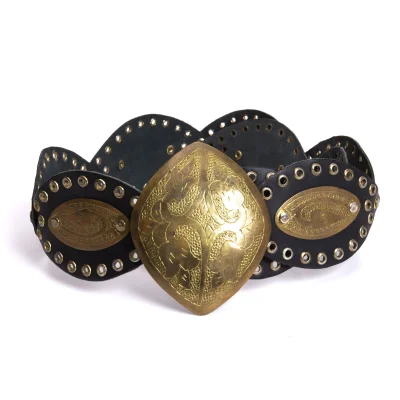 agnes b. Eyelets Plate Leather Belt