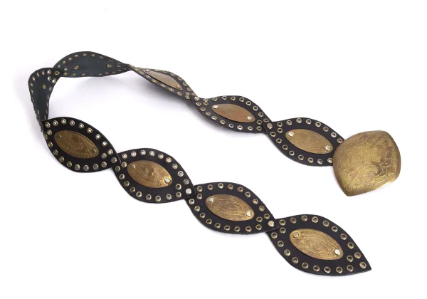 agnes b. Eyelets Plate Leather Belt K-170491_002
