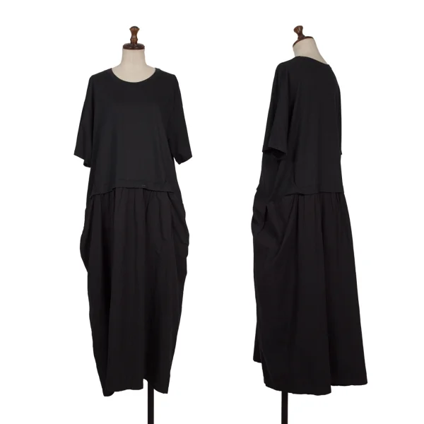 Y's Wrinkled Switching T-shirt Dress Navy 2 K-170498_001