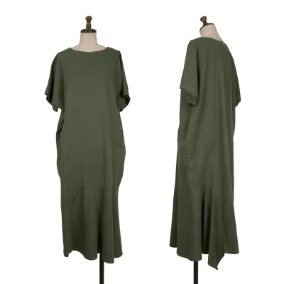 Y's Linen Blended Switching Short Sleeves Dress