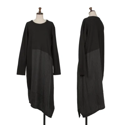 Y's Wool Linen Stripe Switching Knit Dress