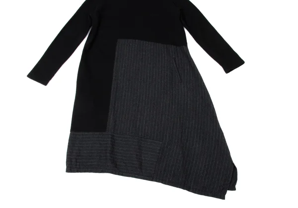 Y's Wool Linen Stripe Switching Knit Dress K-170501_007