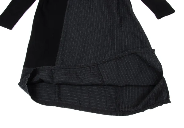 Y's Wool Linen Stripe Switching Knit Dress K-170501_009