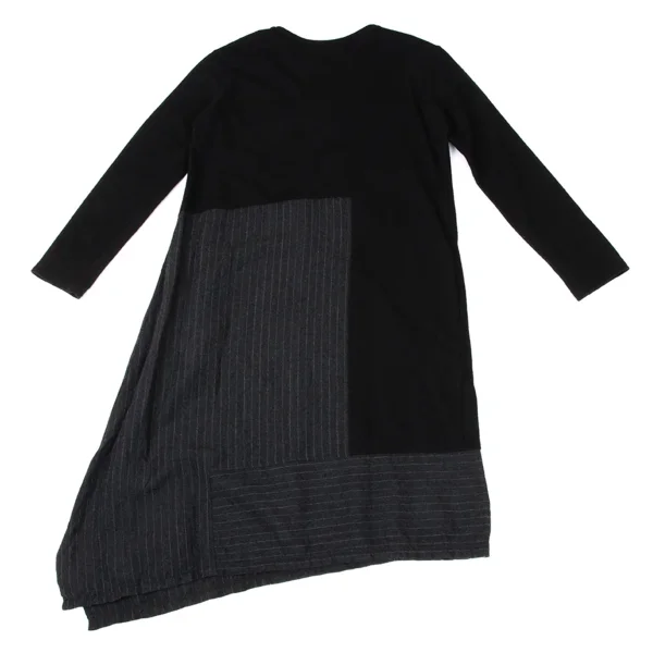 Y's Wool Linen Stripe Switching Knit Dress K-170501_010