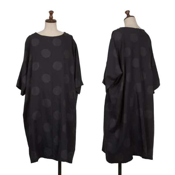 Y's Dot Printed Wool Dress Navy 36 K-170505_001