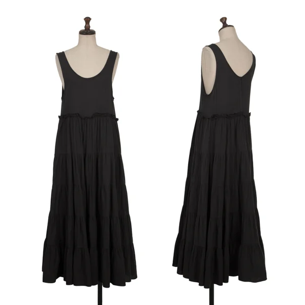 Y's Cotton Rayon Gather Sleeveless Dress Black 2 K-170506_001